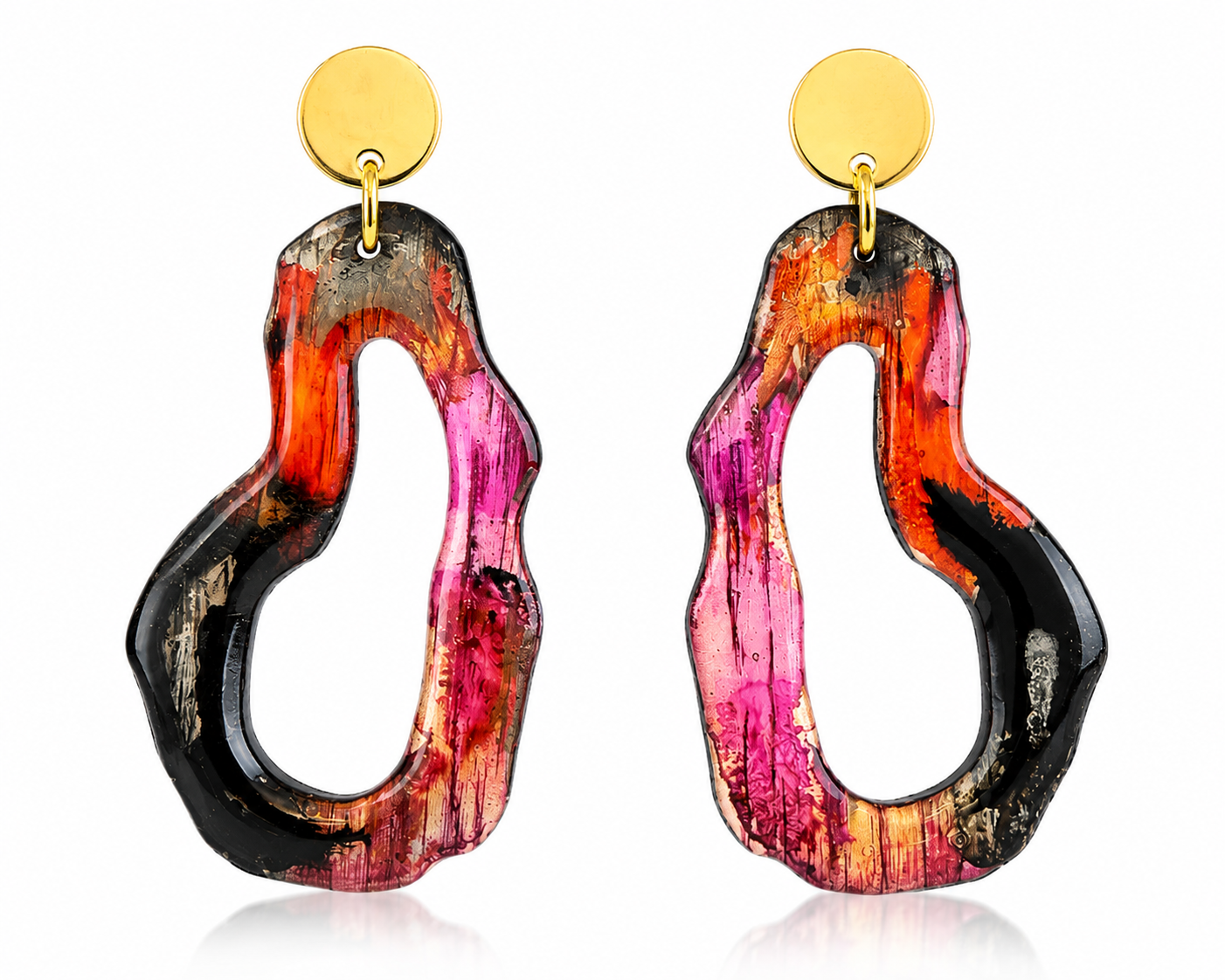 Abstract Pink and Black Wood Earrings, Color Rush Collection | Cyere's Closet Jewelry