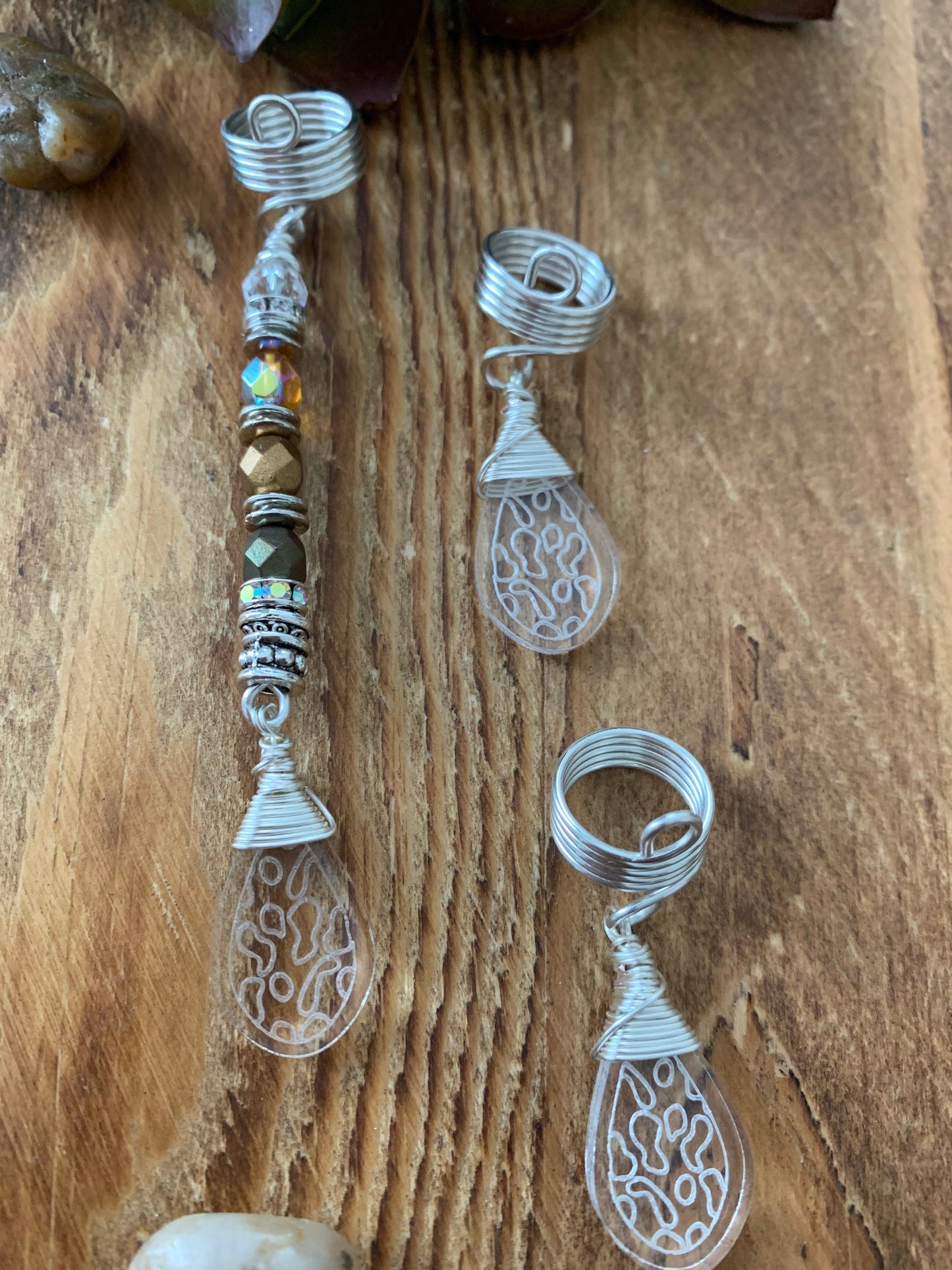 Loc Hair Jewelry, Sun Catcher Loc And Braid Charm Set | 3 Piece