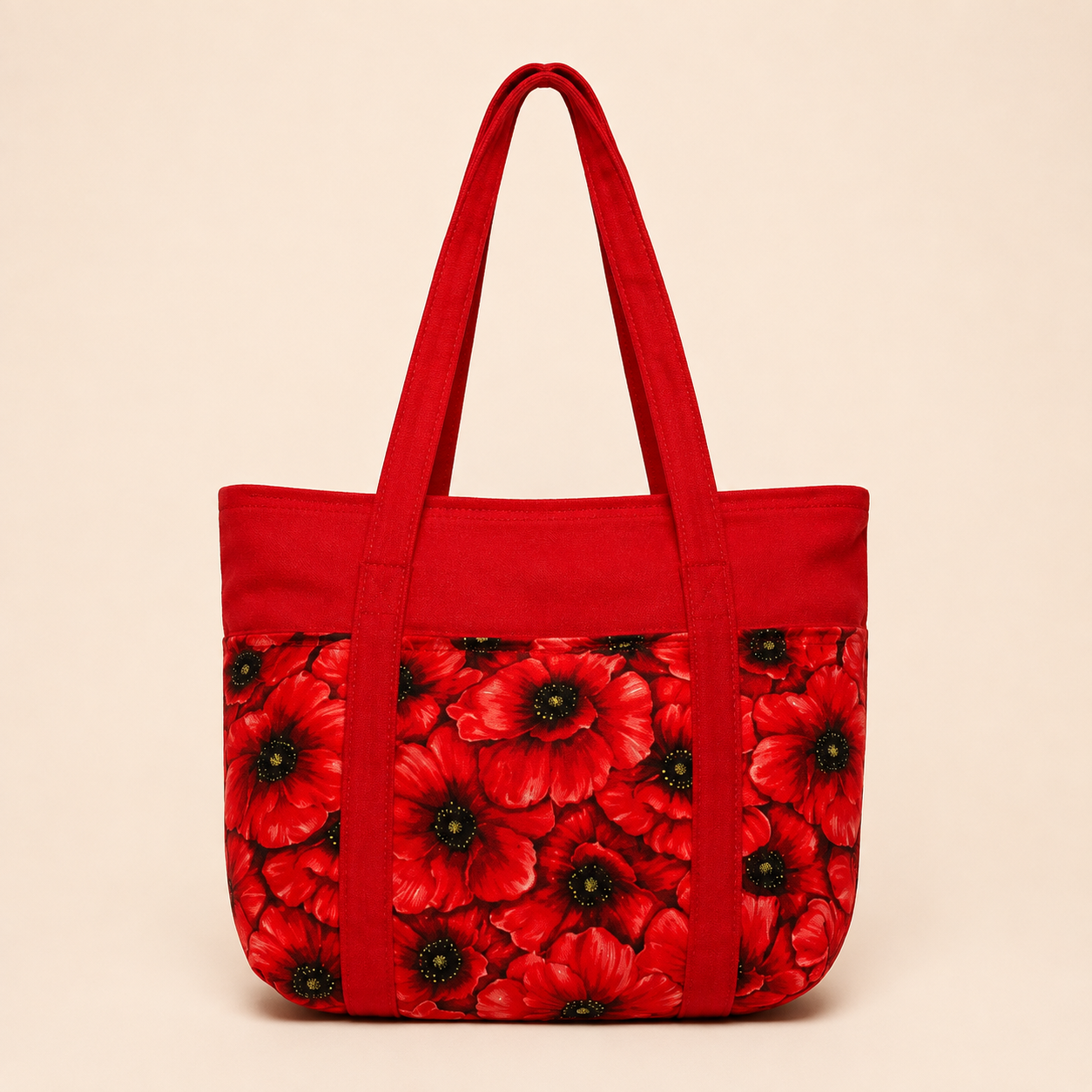 Scarlet Poppy Handmade Fabric Tote Bag – Red Floral Shoulder Handbag | Cyere’s Closet