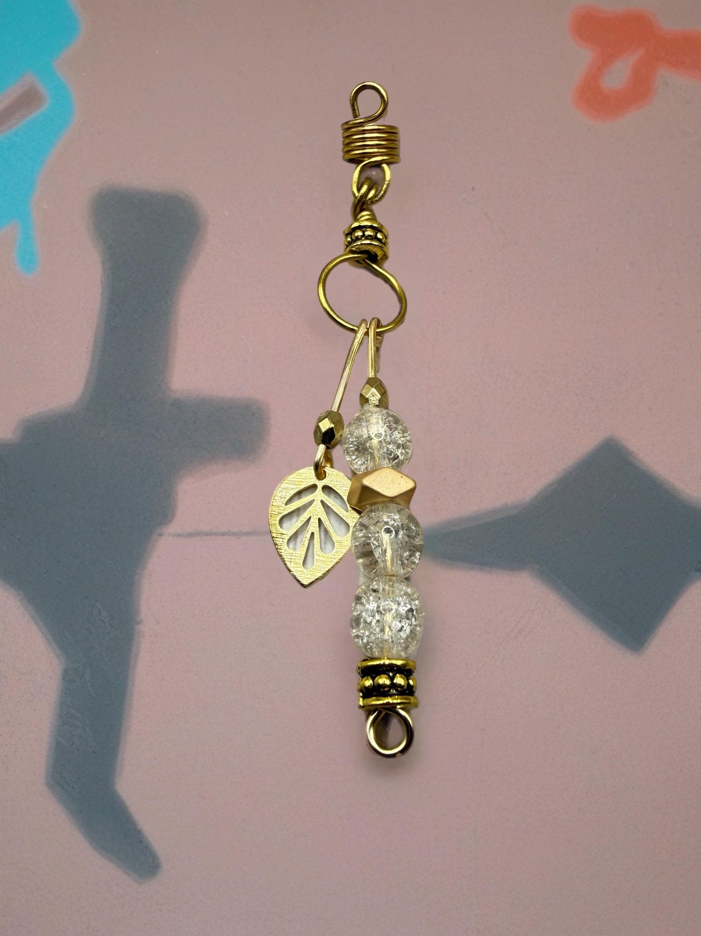 Handmade Beaded Loc Jewelry | Gold Leaf Charm, Afro Boho