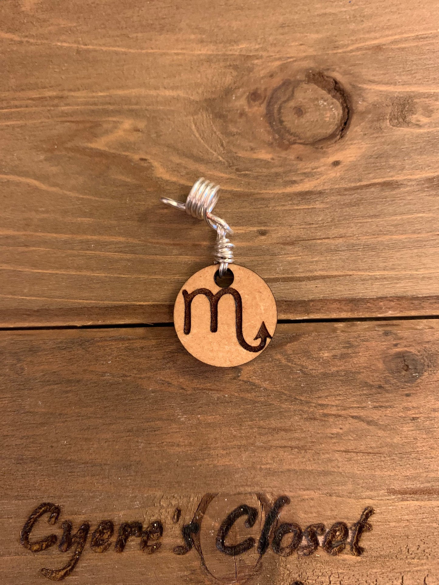 Design's by Cyere Zodiac Symbol Engraved Wood Loc and Braid  Accent Piece