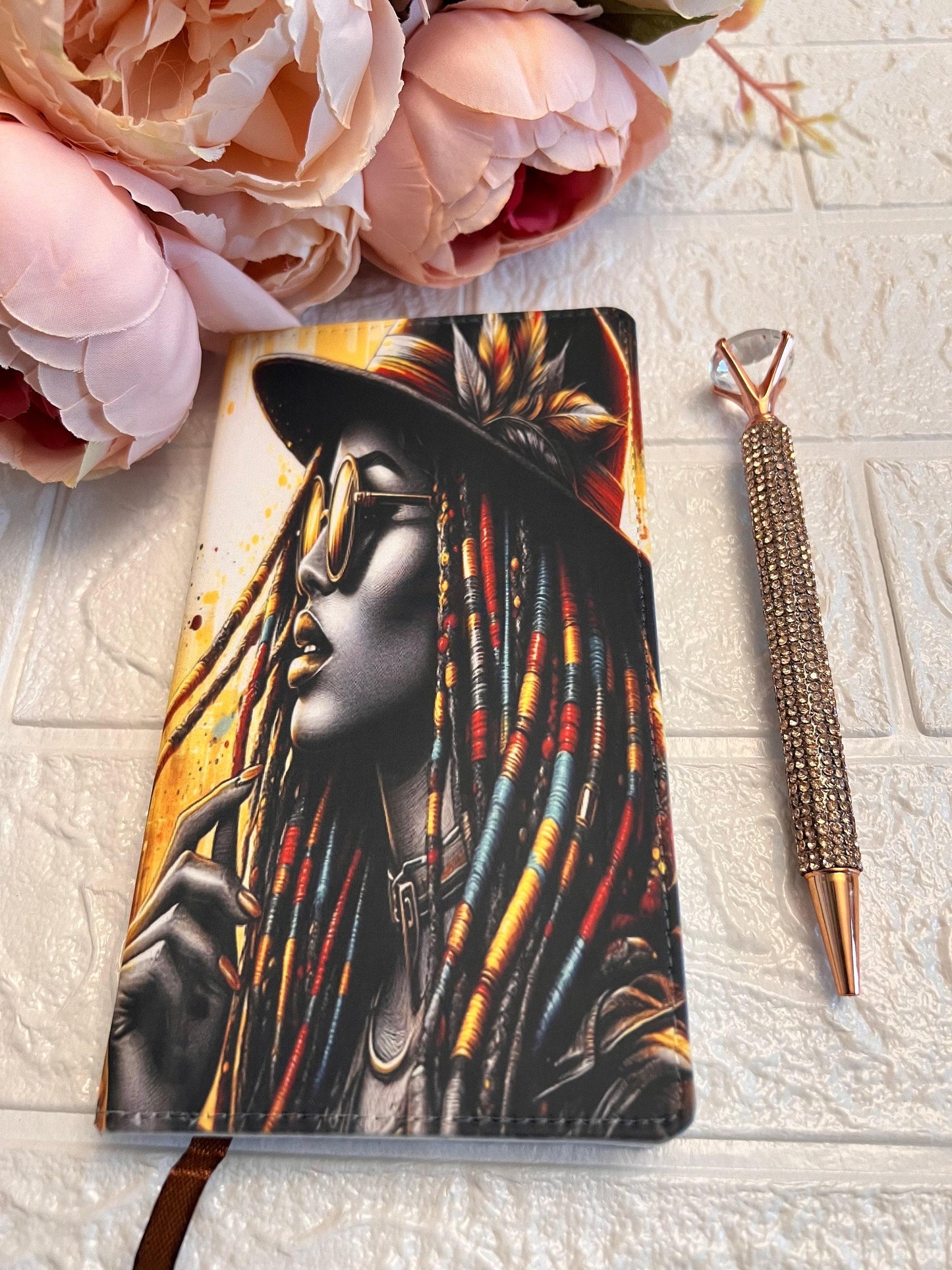 CyeresCloset A6 White PU Leather Journal | Matching Pen Set | Travel Sketchbook, Creative Notes
