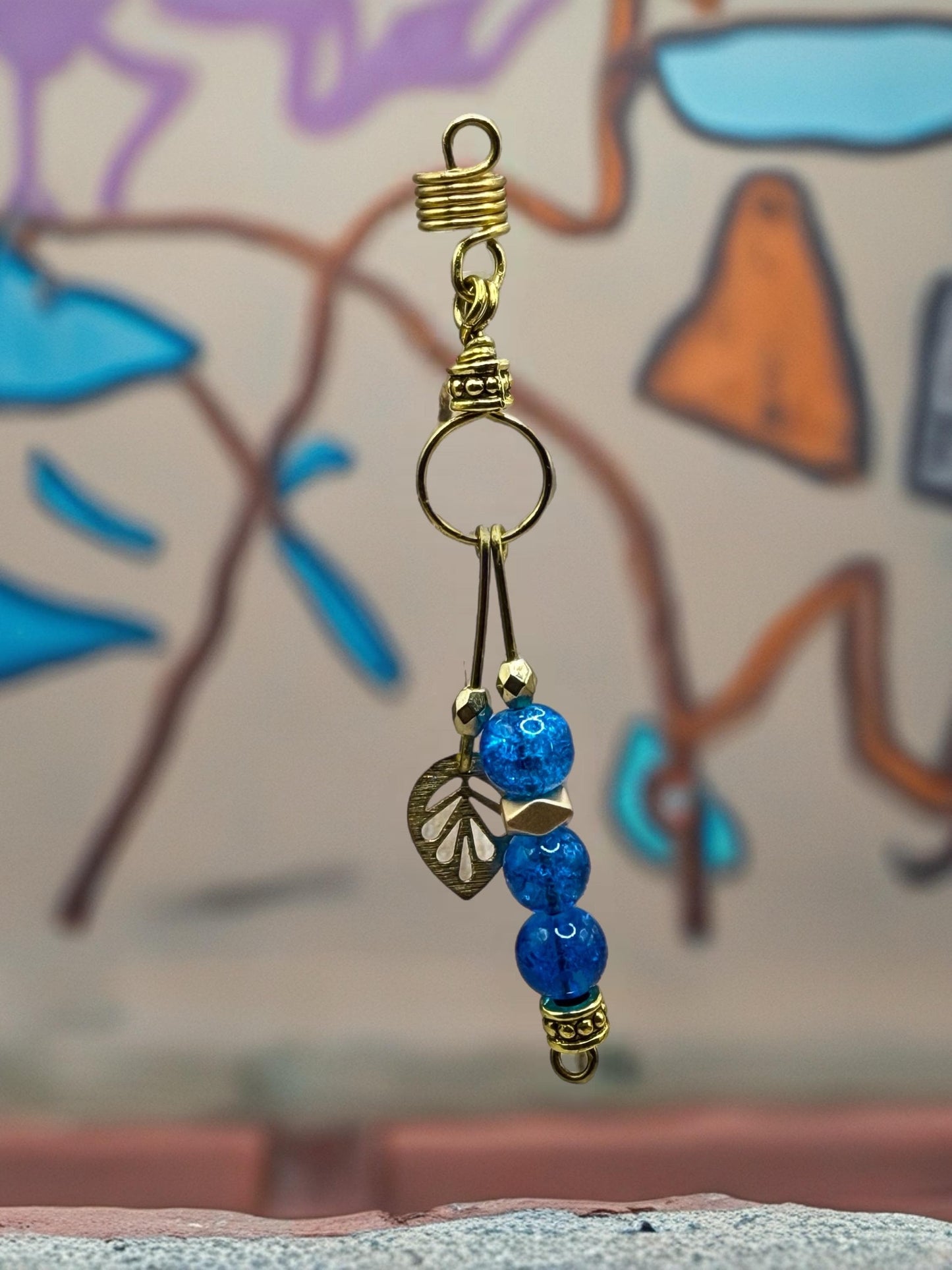 Handmade Beaded Loc Jewelry | Gold Leaf Charm, Afro Boho