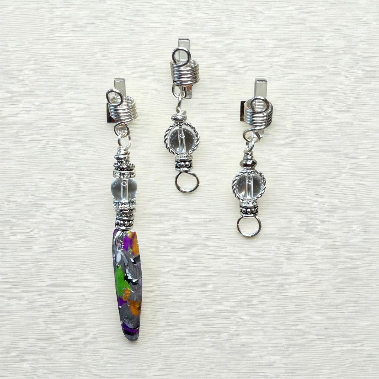 Handmade Crystal Loc Jewelry Set: Colorful Accent Hair Charms