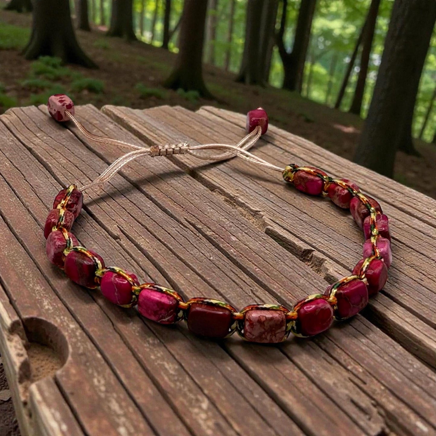 Bohemian Stone Bracelet | Handmade Adjustable Macramé Jewelry