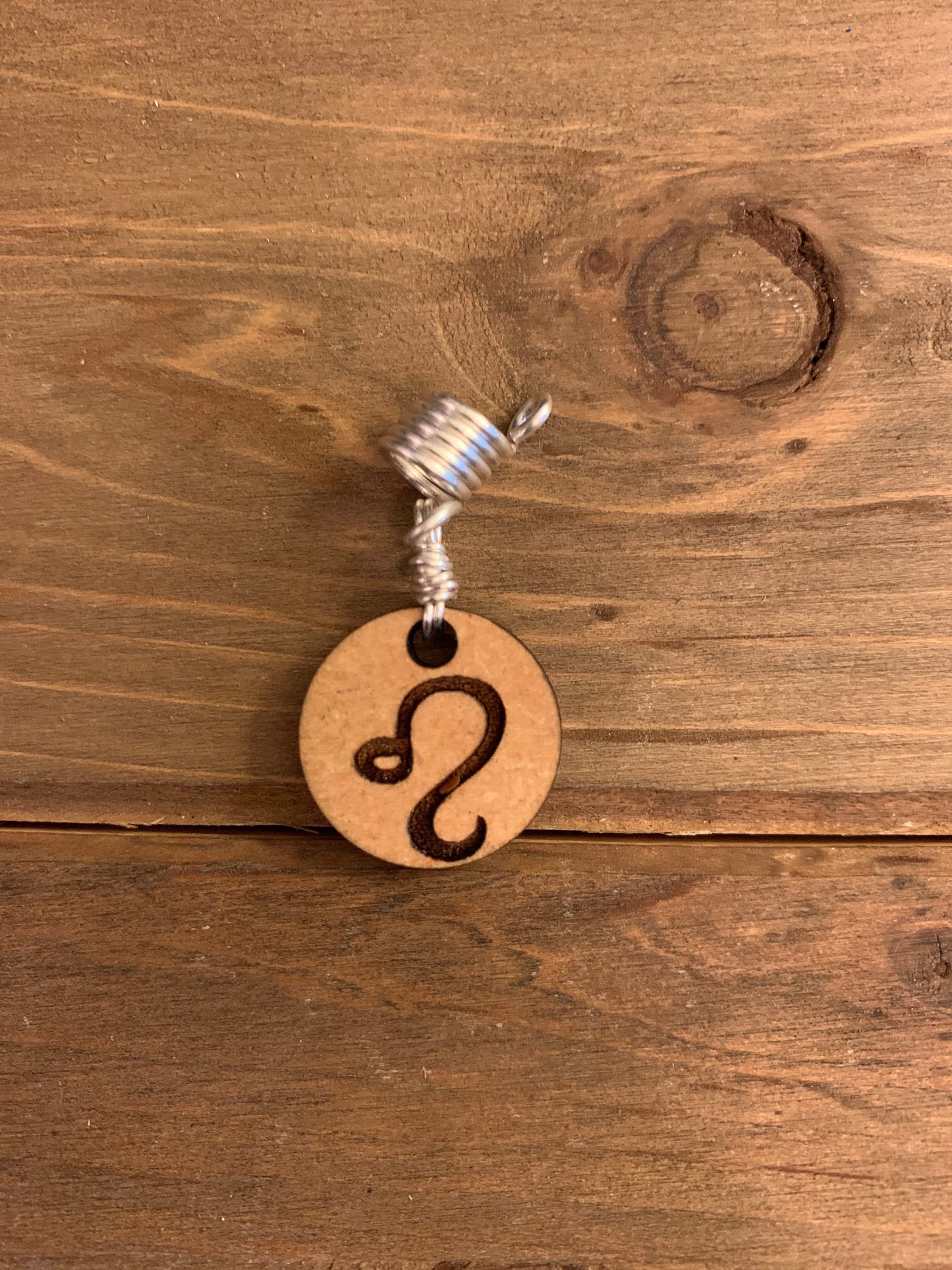 Design's by Cyere Zodiac Symbol Engraved Wood Loc and Braid  Accent Piece