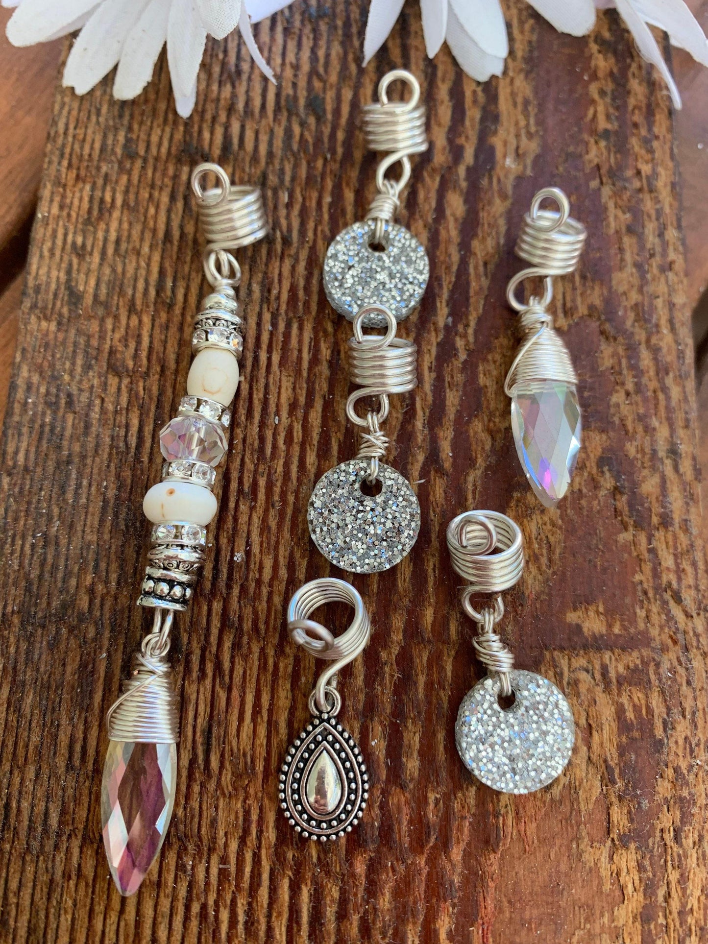 Loc Jewelry, Star Dust 6-Piece Set | Gold-Toned Wire | Crystal Druzy Charms