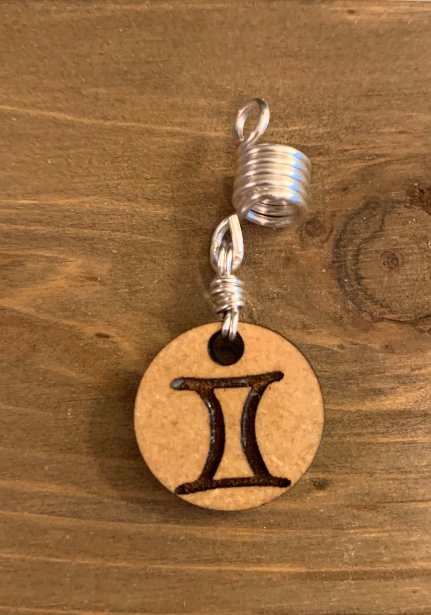 Design's by Cyere Zodiac Symbol Engraved Wood Loc and Braid  Accent Piece