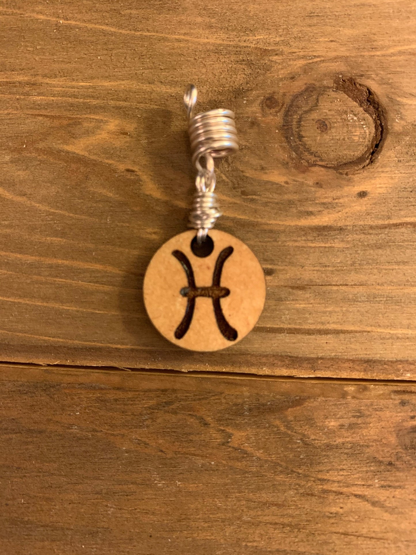 Design's by Cyere Zodiac Symbol Engraved Wood Loc and Braid  Accent Piece
