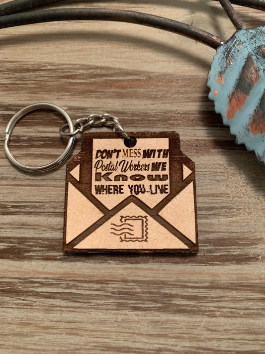 CyeresCloset Postalworker Keychain | Wood Emblem | 2 X 1 3/4 In