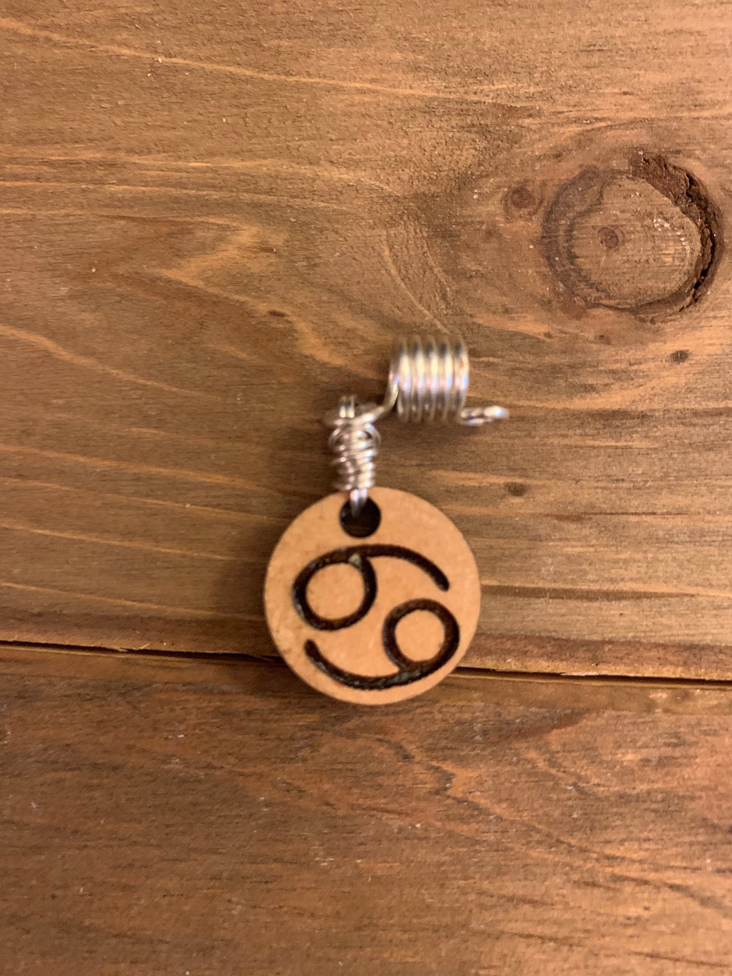 Design's by Cyere Zodiac Symbol Engraved Wood Loc and Braid  Accent Piece