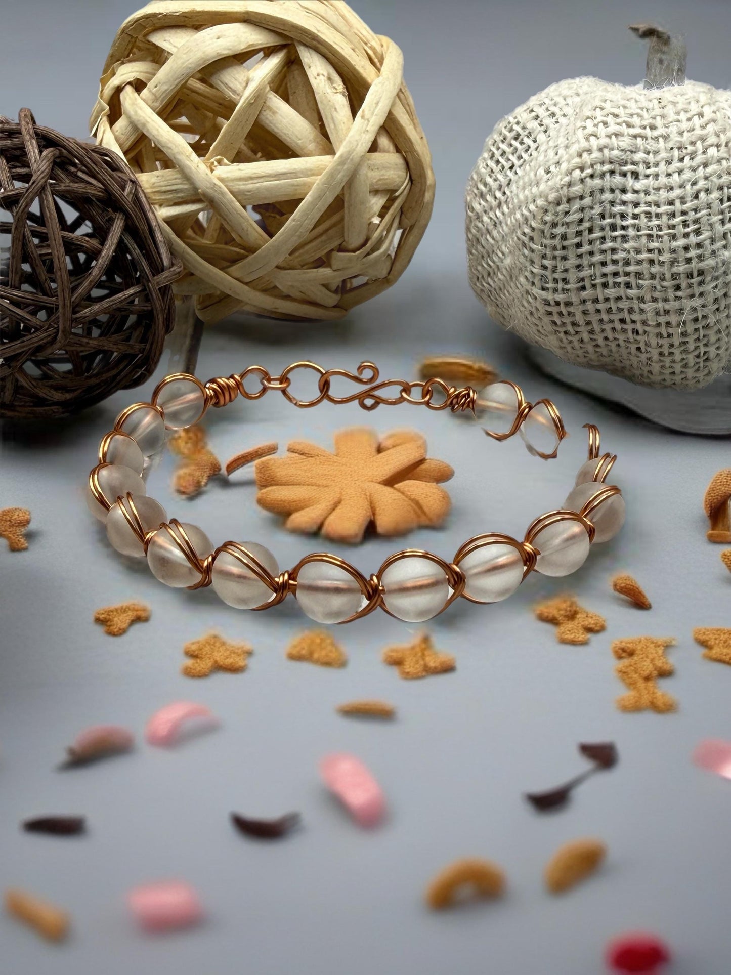 Handmade Gemstone Bangle Bracelet – Wire Wrapped, Natural Stone