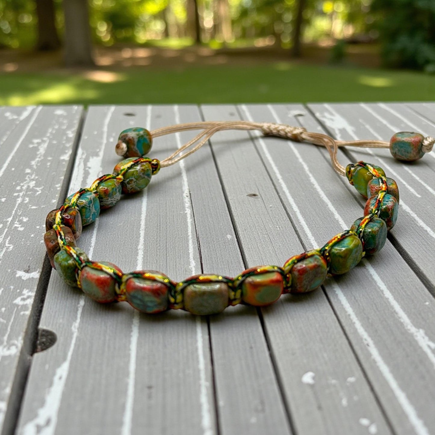 Bohemian Stone Bracelet | Handmade Adjustable Macramé Jewelry