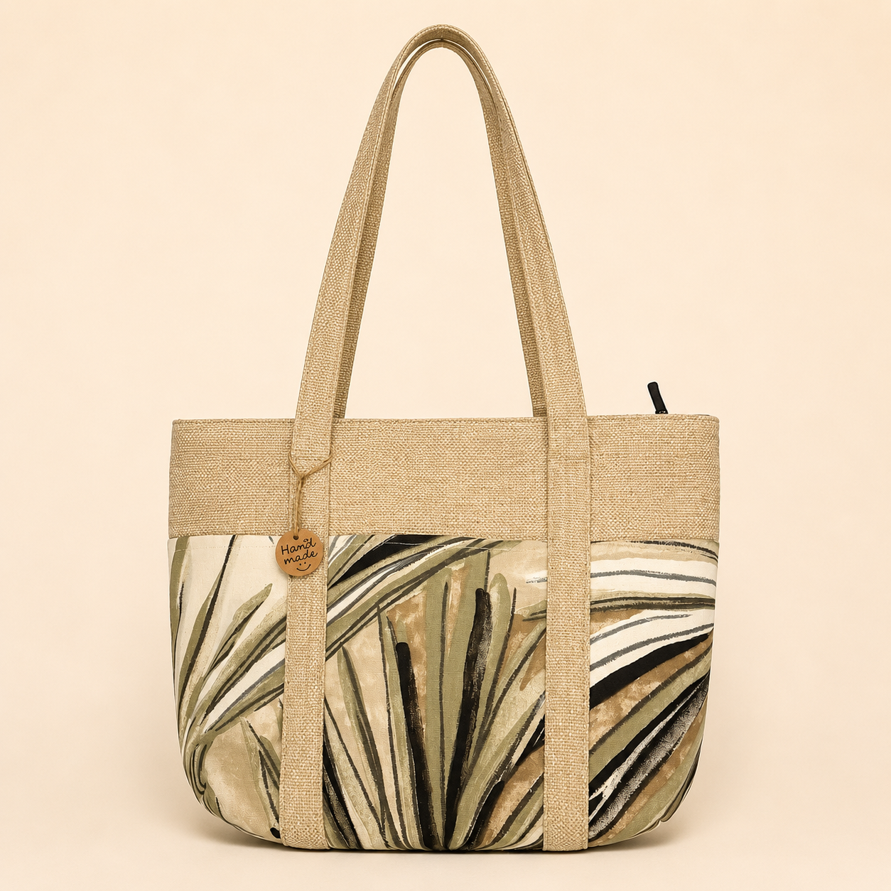 Earth & Sage Handmade Fabric Tote Bag – Neutral Botanical Shoulder Handbag | Cyere’s Closet