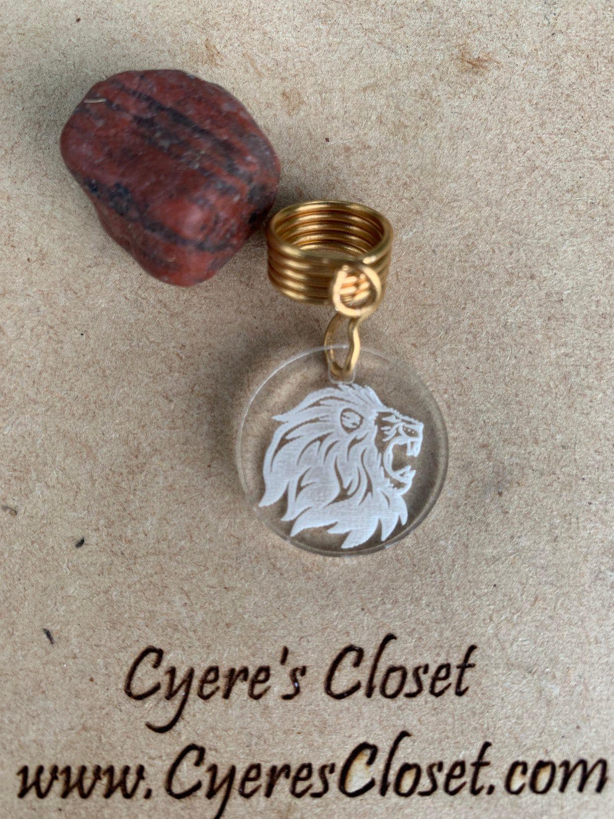 Men Loc Jewelry, Lion Charm Accent Piece | Tarnish-Resistant Wire