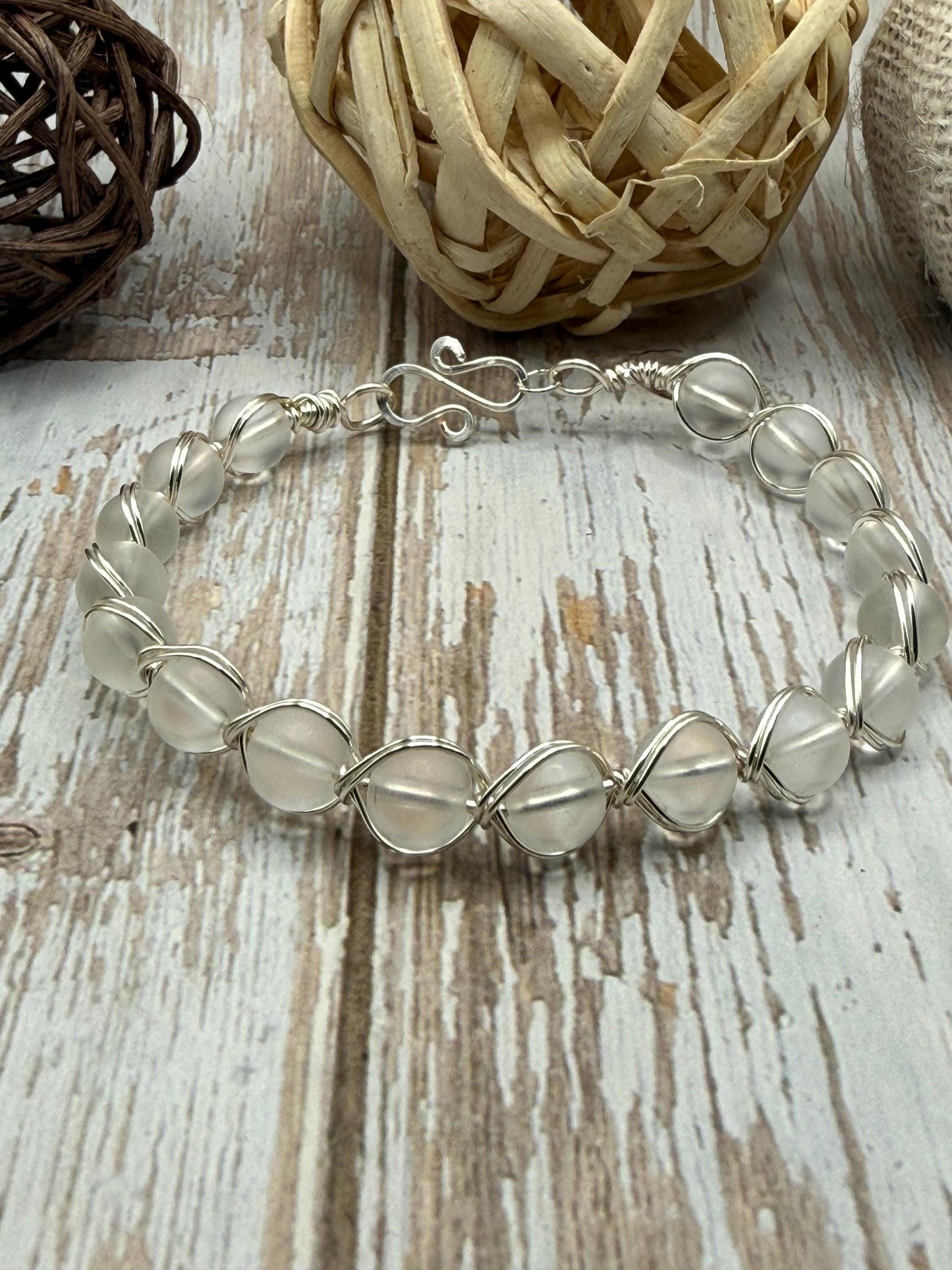 Handmade Gemstone Bangle Bracelet – Wire Wrapped, Natural Stone