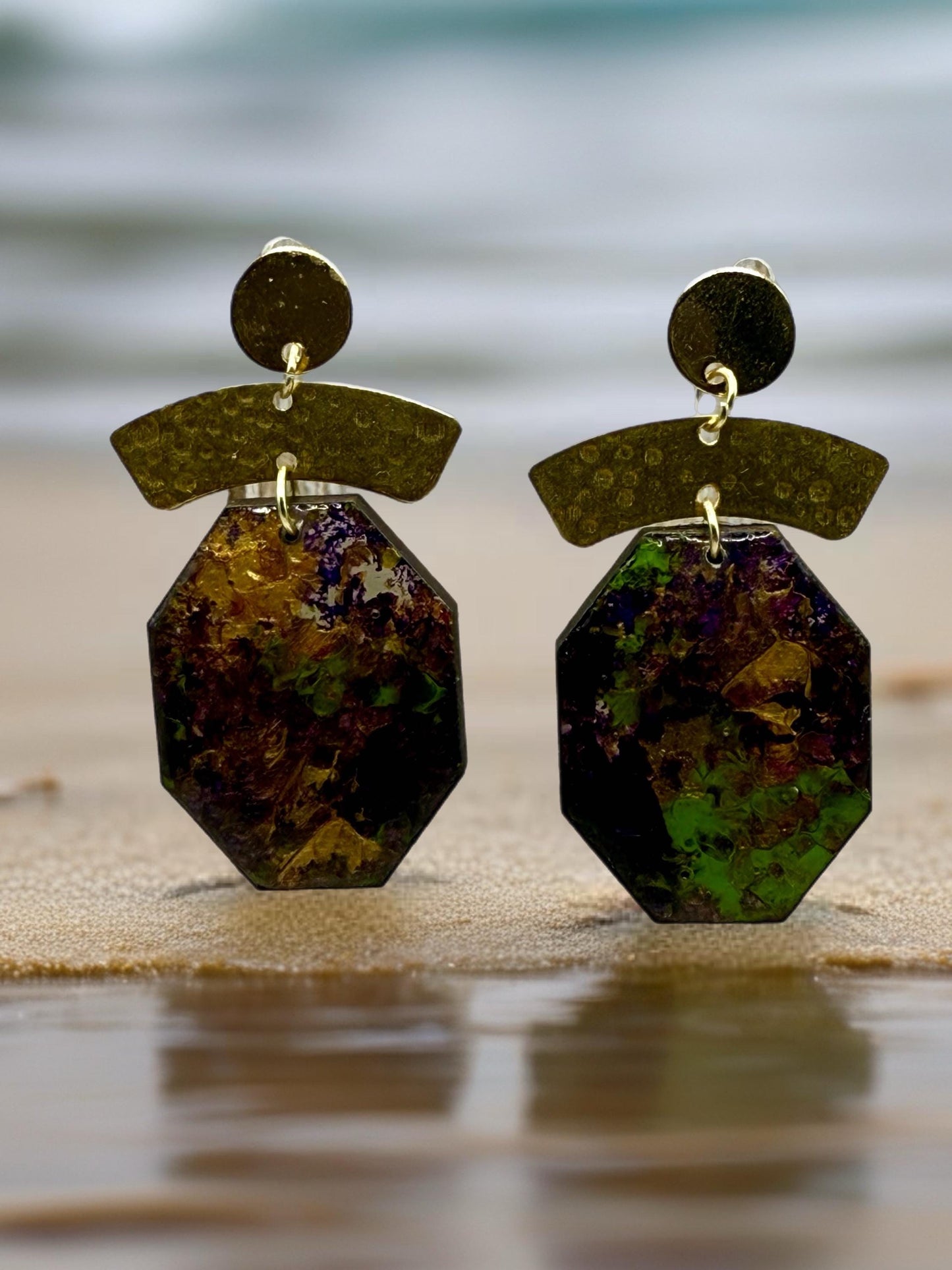 Hand-Painted Wood Statement Earrings – Afrocentric Artisan Jewelry