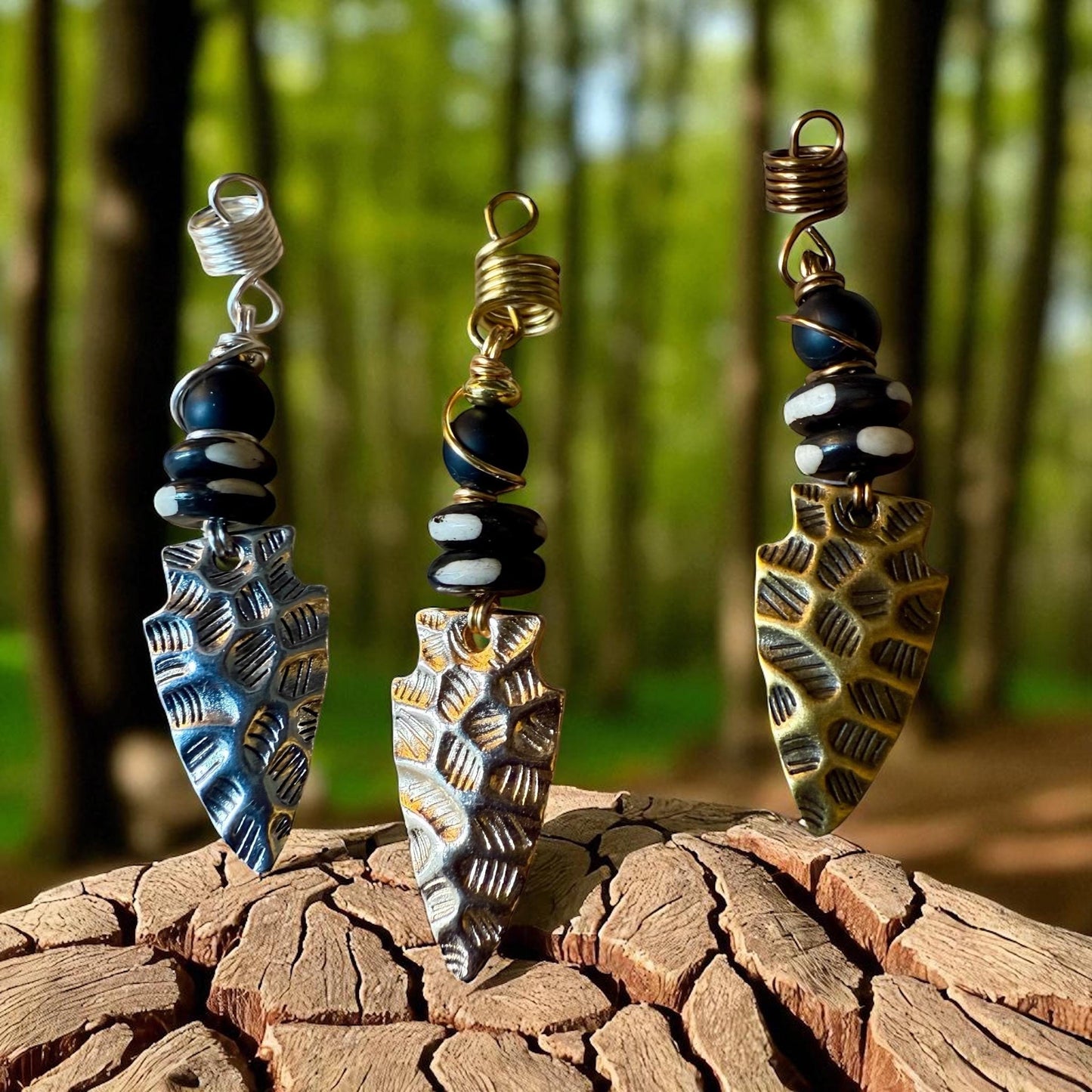 Tribal Arrowhead Loc Jewelry: Gold, Bronze, Silver Wire Wrap