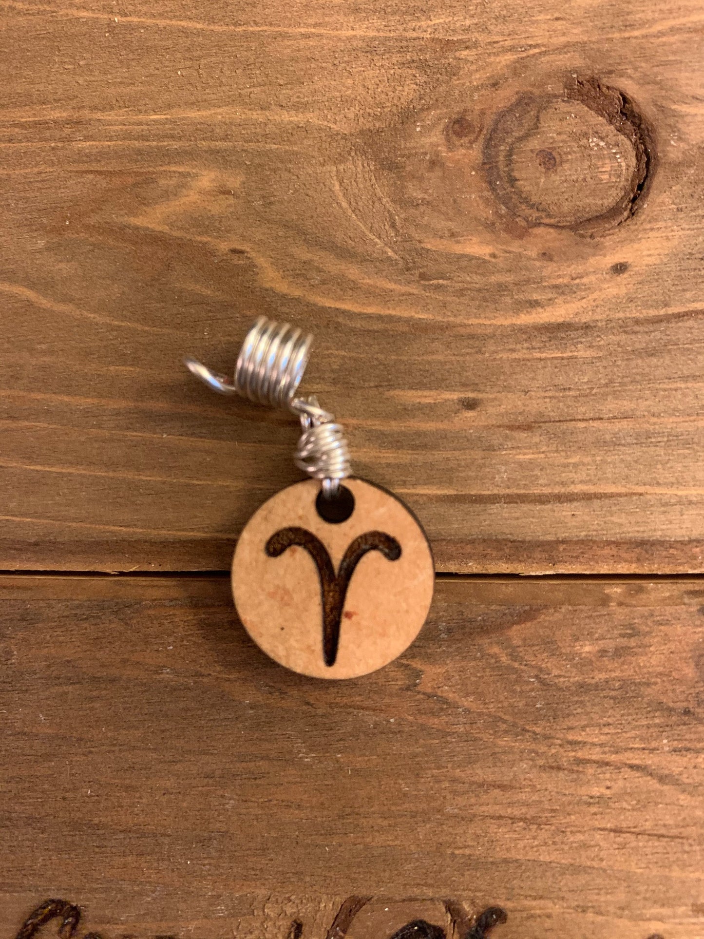 Design's by Cyere Zodiac Symbol Engraved Wood Loc and Braid  Accent Piece