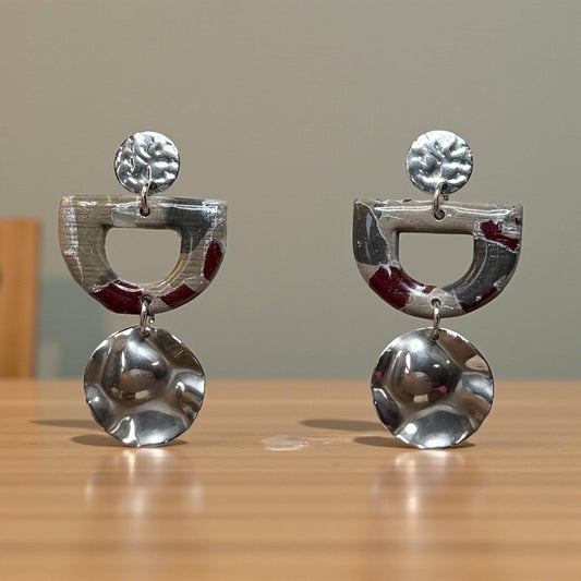 Designs by Cyere — “Crimson Silver Mosaic” Statement Earring Collection