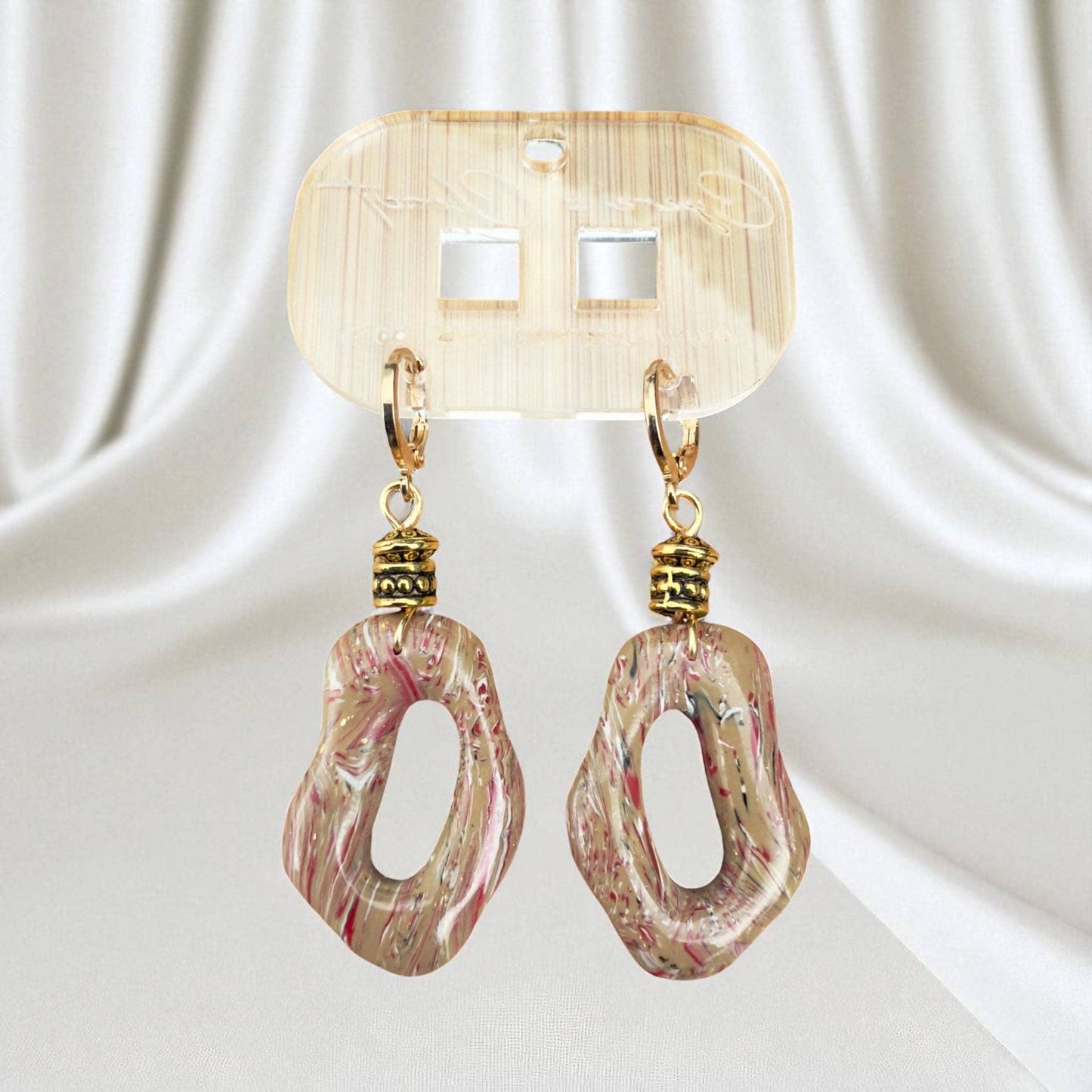Necklace, Abstract Gilded Swirl JewelrySet | Handmade | Gold-Tone Chain, Rhinestone Accent