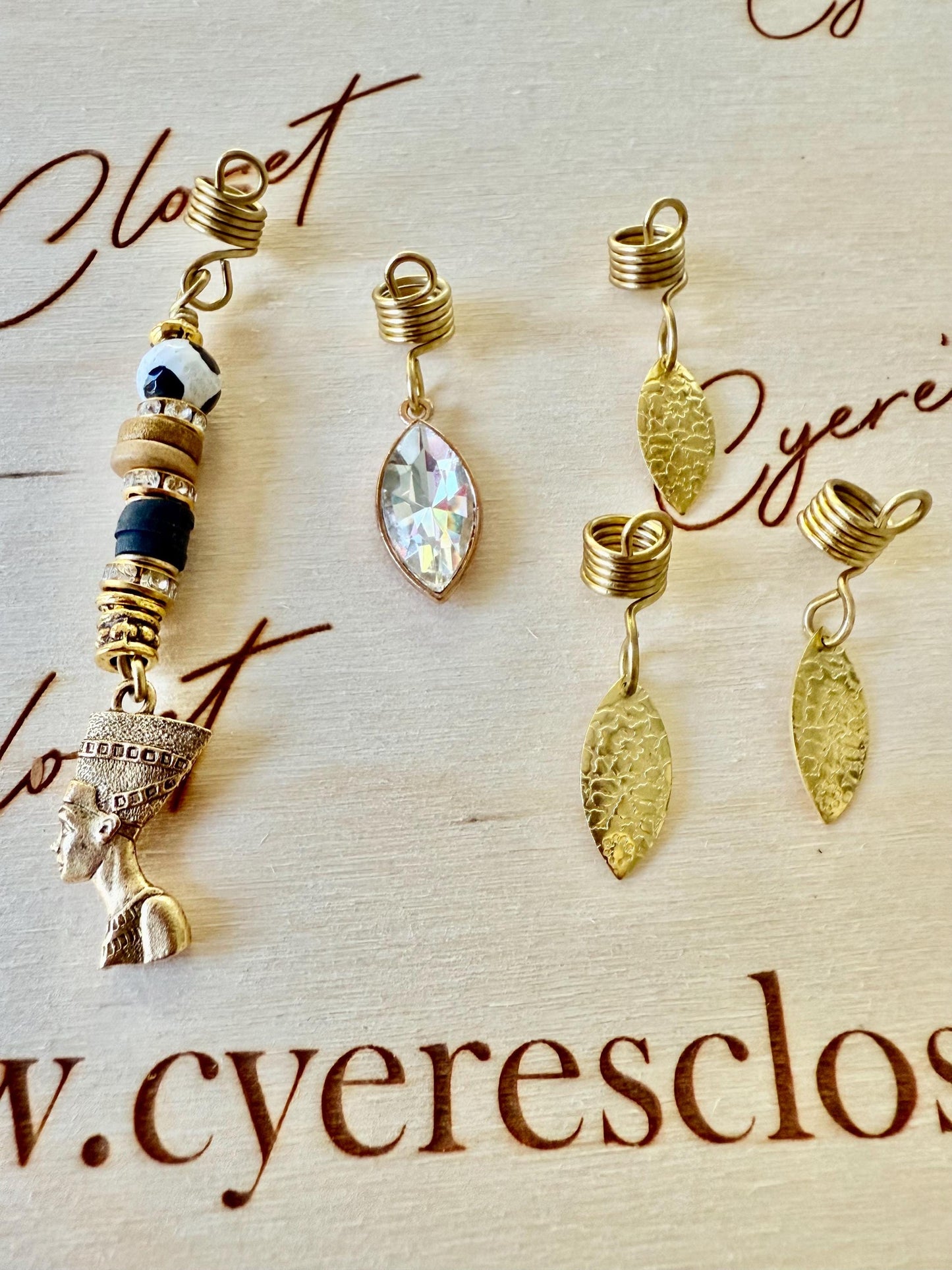Designs By Cyere Nefertiti’s Crown Loc and Braid Jewelry Set