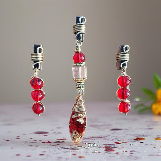 Designs by Cyere Scarlet Flame Loc & Braid Jewelry Set