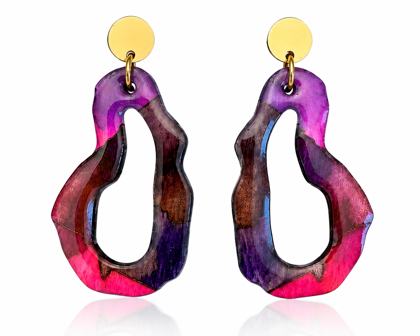Abstract Color Rush Purple and Pink Wood Earrings, Color Rush Collection | Cyere's Closet Jewelry