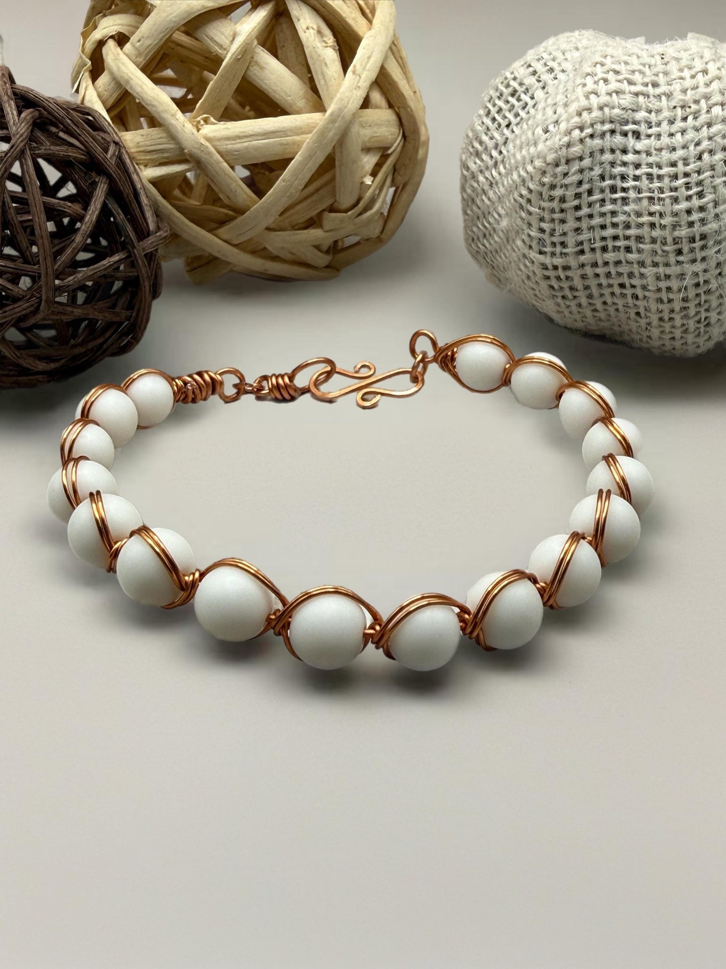 Handmade Gemstone Bangle Bracelet – Wire Wrapped, Natural Stone