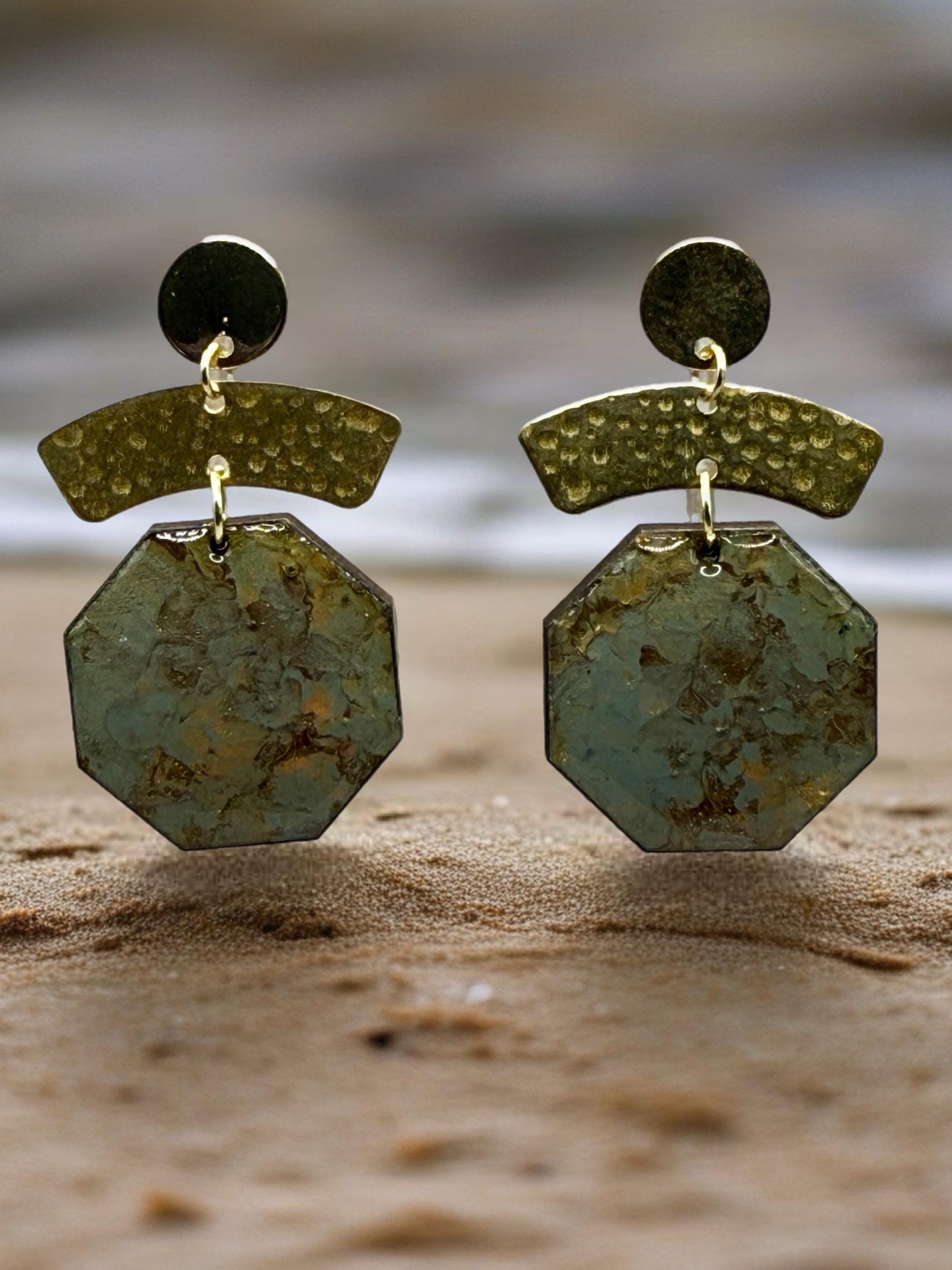 Hand-Painted Wood Statement Earrings – Afrocentric Artisan Jewelry