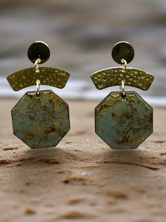 Hand-Painted Wood Statement Earrings – Afrocentric Artisan Jewelry
