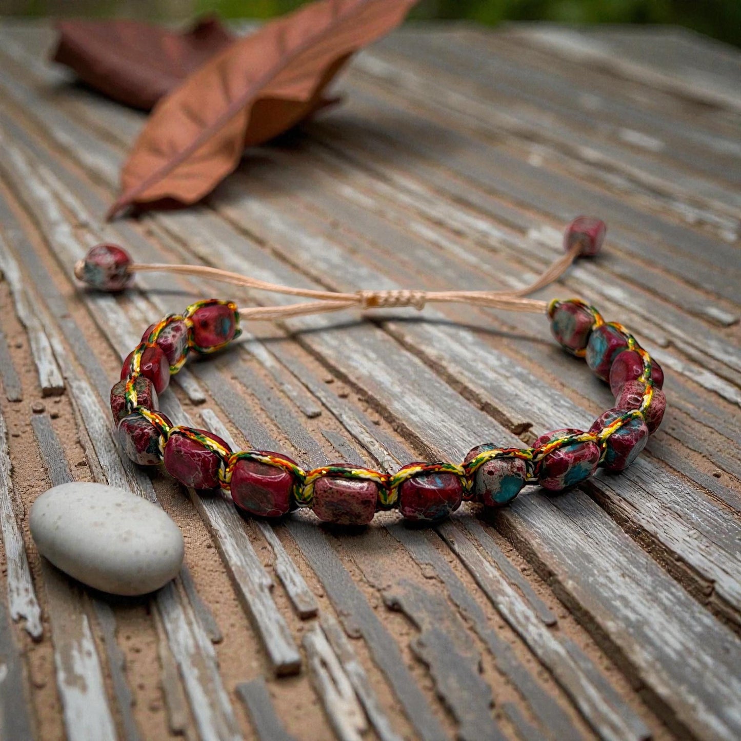 Bohemian Stone Bracelet | Handmade Adjustable Macramé Jewelry
