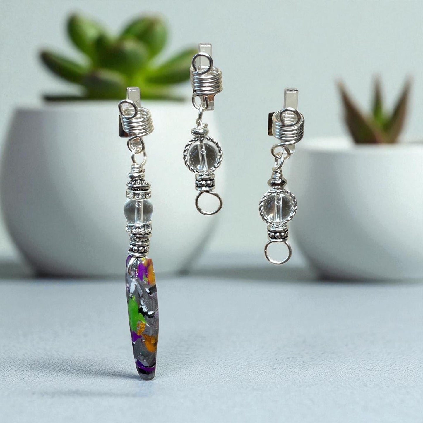 Handmade Crystal Loc Jewelry Set: Colorful Accent Hair Charms
