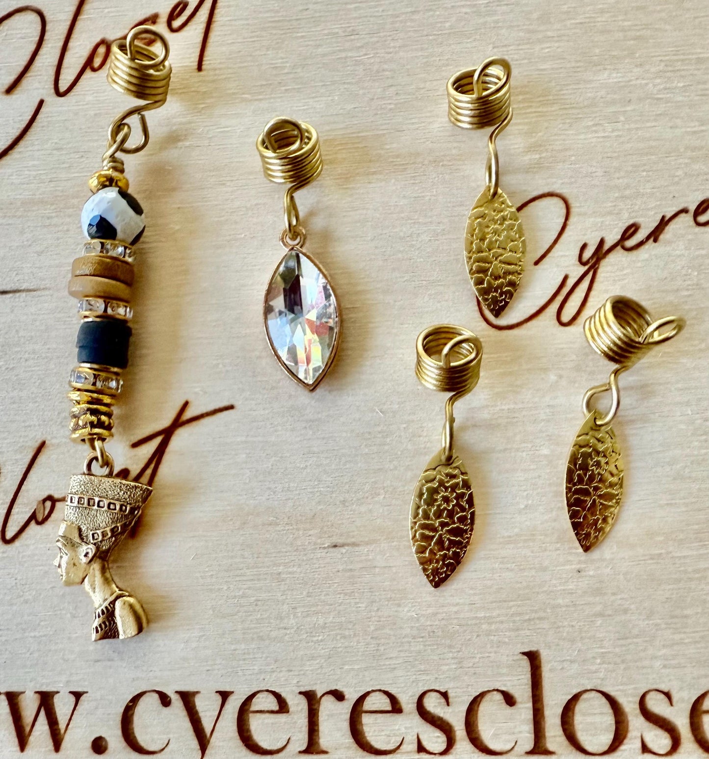 Designs By Cyere Nefertiti’s Crown Loc and Braid Jewelry Set