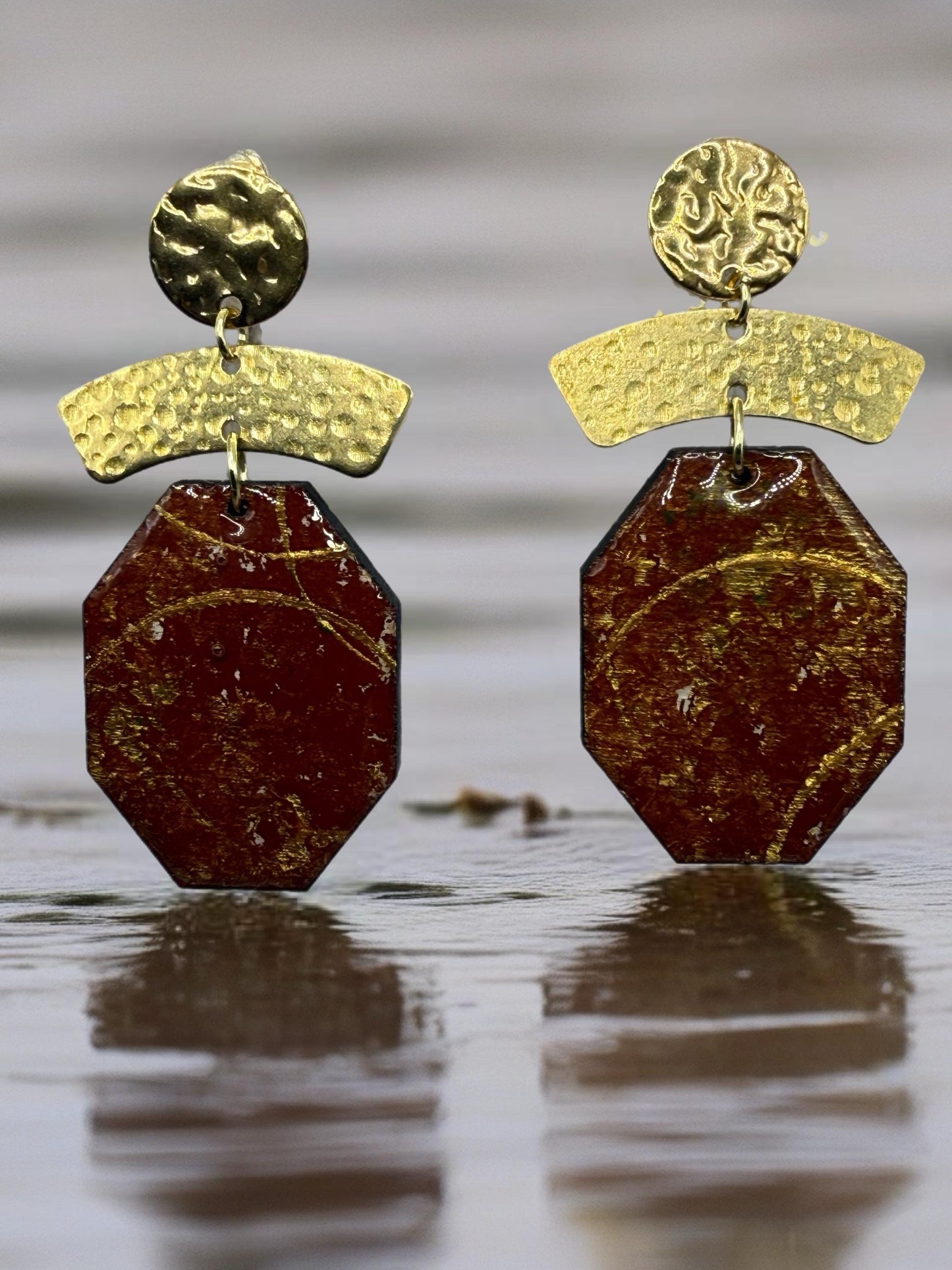 Hand-Painted Wood Statement Earrings – Afrocentric Artisan Jewelry