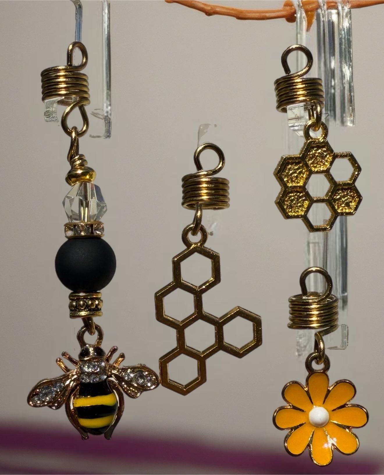 Designs by Cyere – “Bee-You-tiful Blossoms” Loc & Braid Jewelry Set