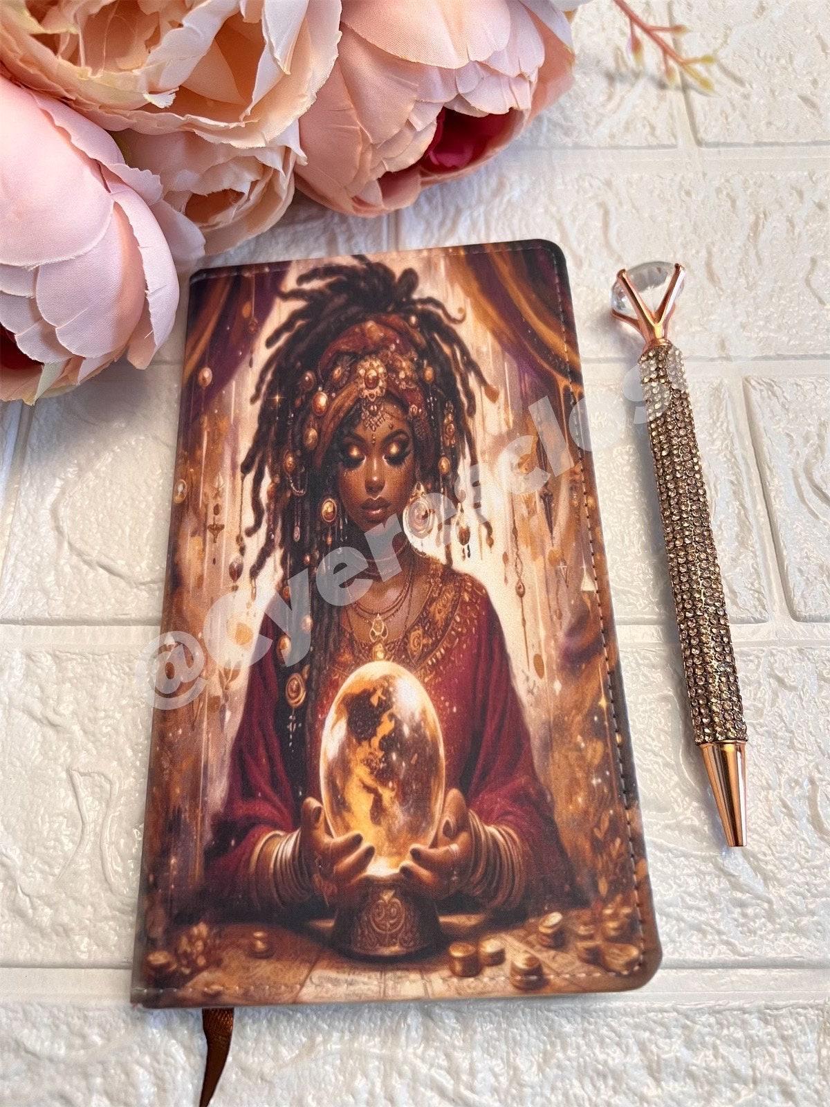 CyeresCloset | Gypsy Journal | White Pu Leather A6 Notebook, Fairy Sketchbook, Matching Pen Set