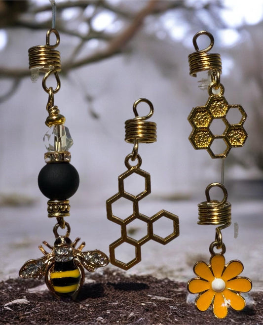 Designs by Cyere – “Bee-You-tiful Blossoms” Loc & Braid Jewelry Set